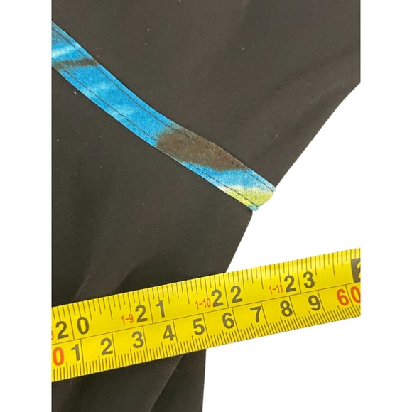 Picadilly Womens Black Blue Abstract Trim Stretch 3/4 Sleeve Zip Up Jacket Sz 1X - Picture 5 of 7